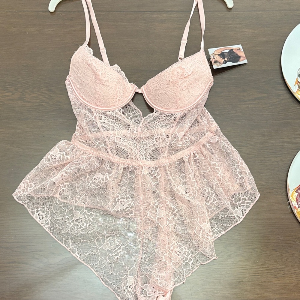 Delicate Pink Lace Chemise
